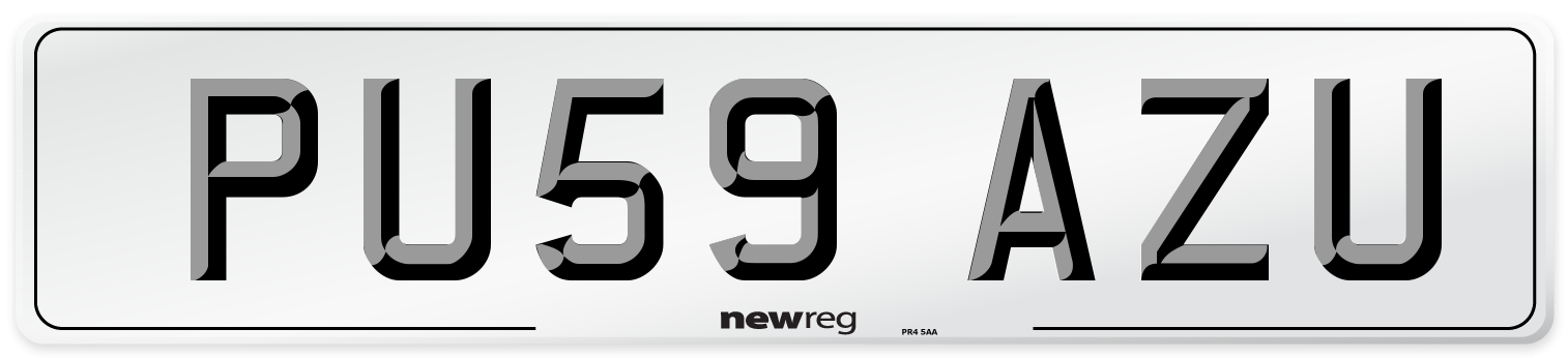 PU59 AZU Number Plate from New Reg